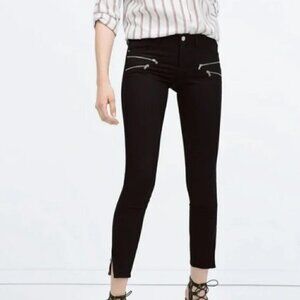 Zara Z1975 Double Zipper Skinny Jeans Olive Green 2 streetwear casual punk cool